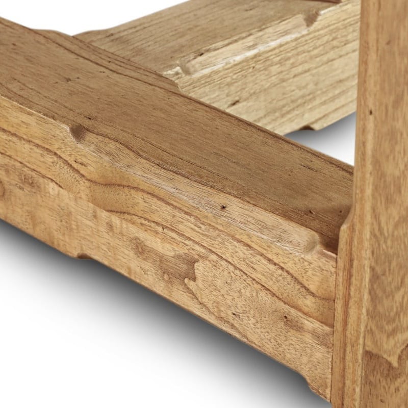 Solid oak dining table leg joint showing traditional craftsmanship