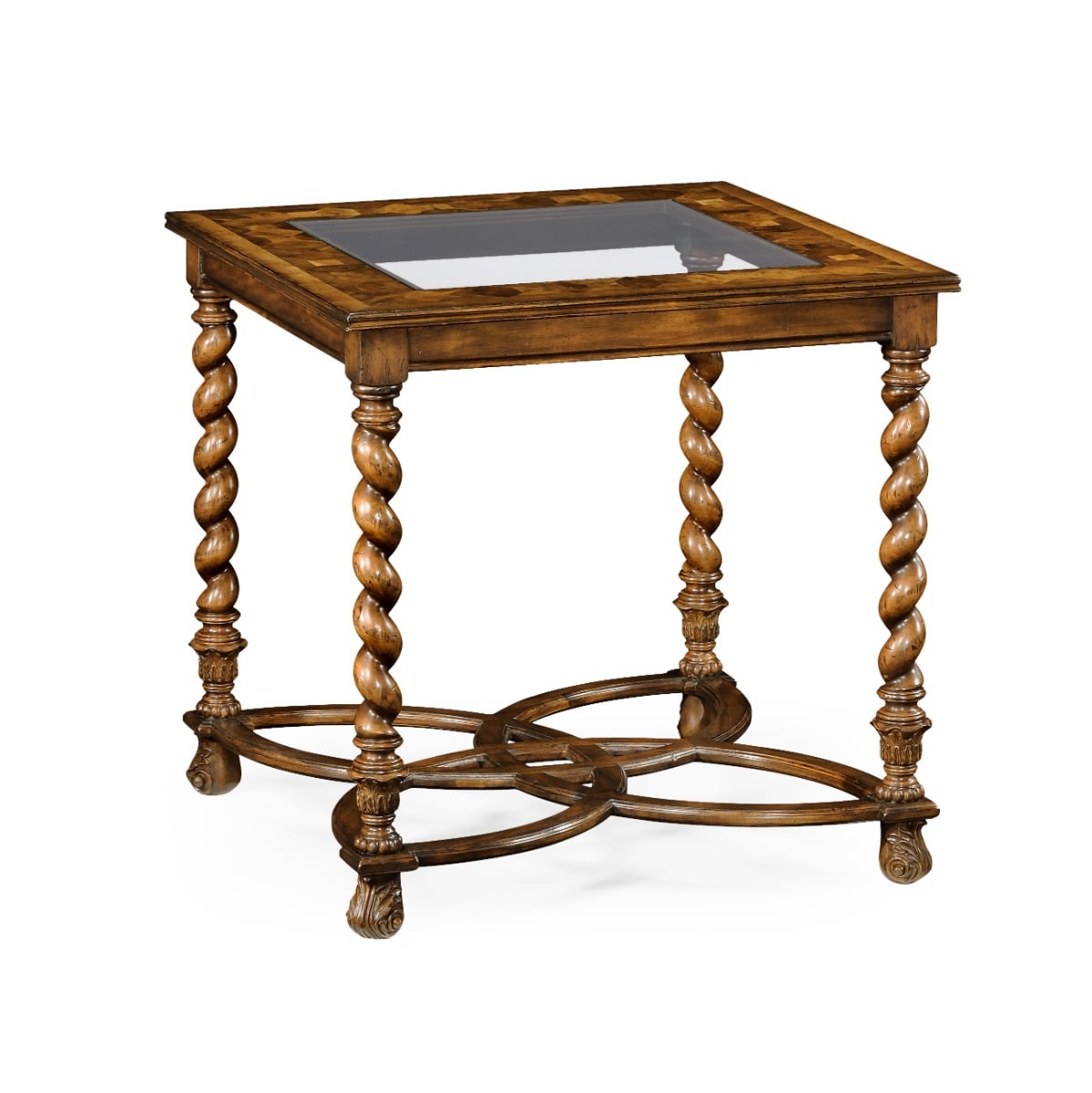Square Side Table Oyster with Glass Top - Large