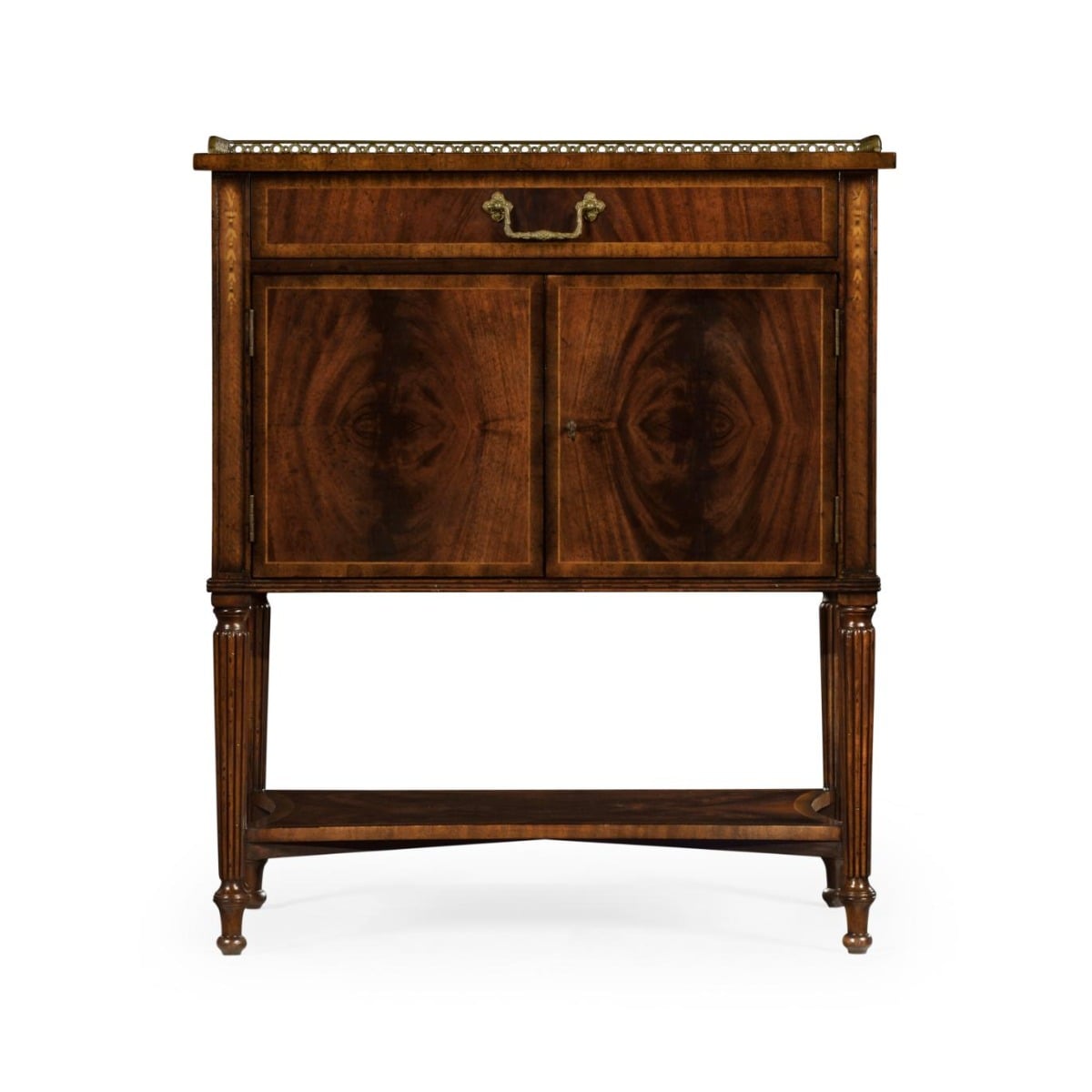 Mahogany Bedside Table with Brass Gallery