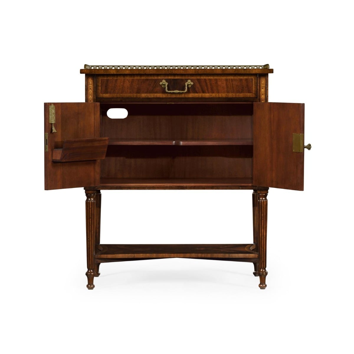 Mahogany Bedside Table with Brass Gallery