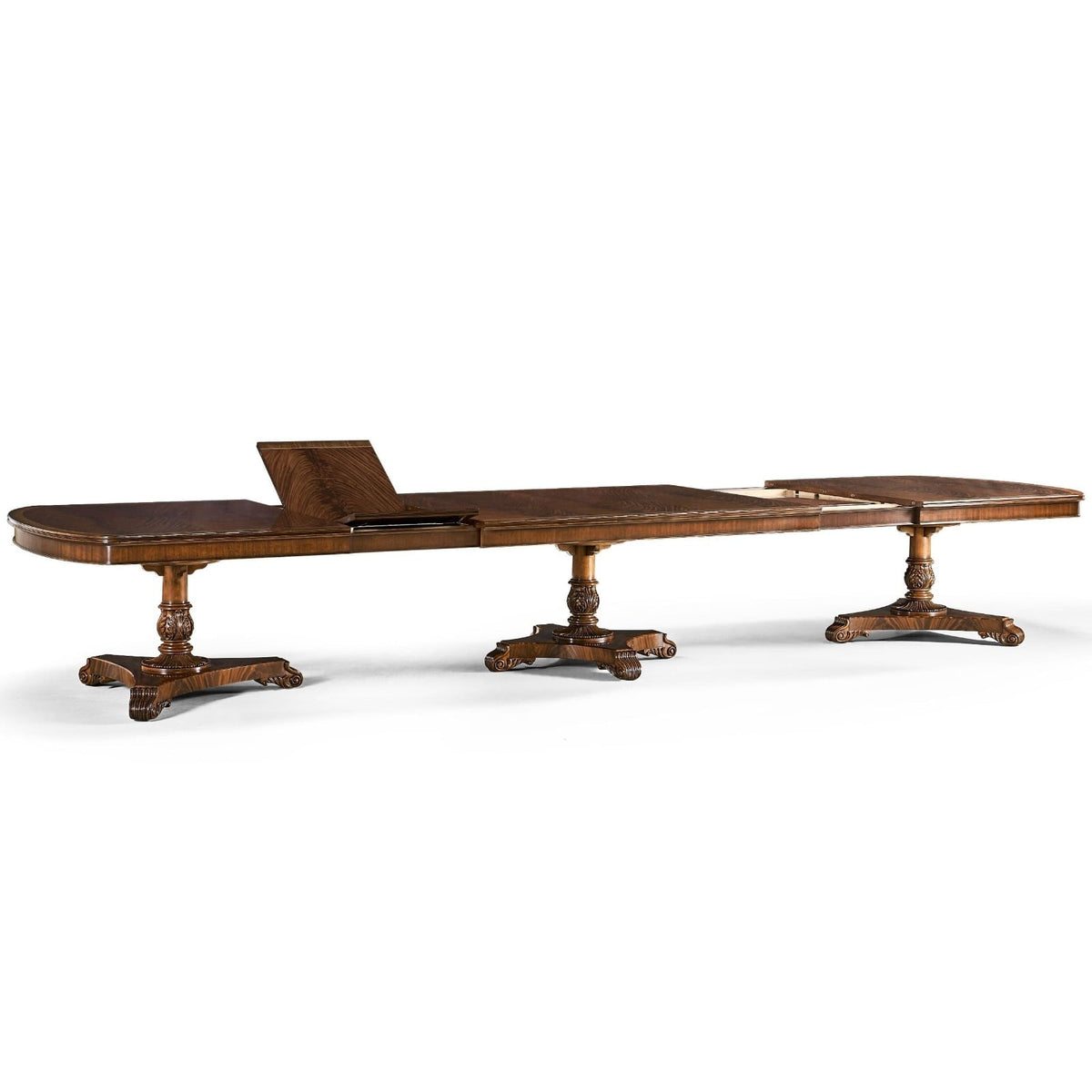 Mahogany Triple Pedestal Extending Dining Table - 402.2 - 514.4cm
