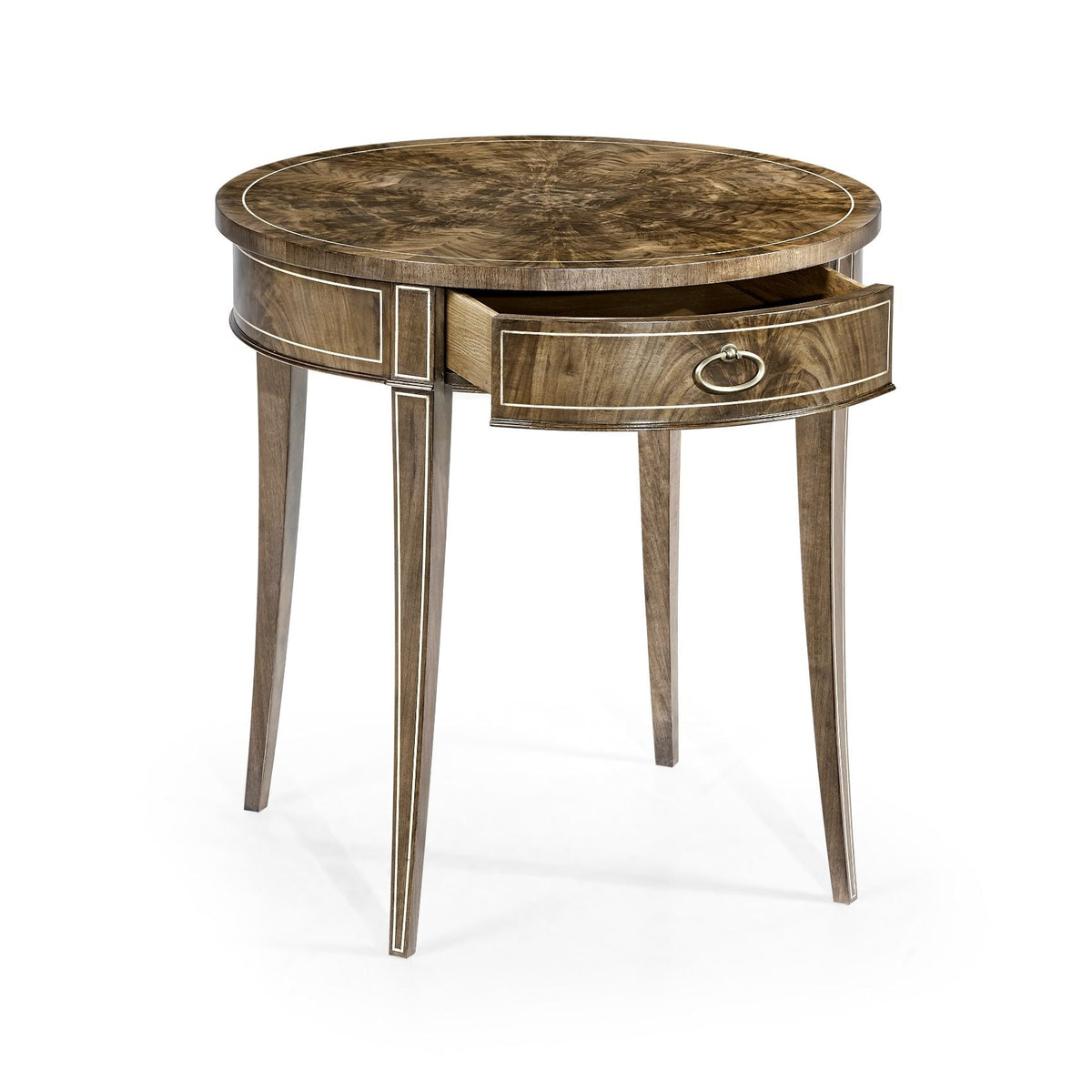 Round Bleached Walnut Side Table