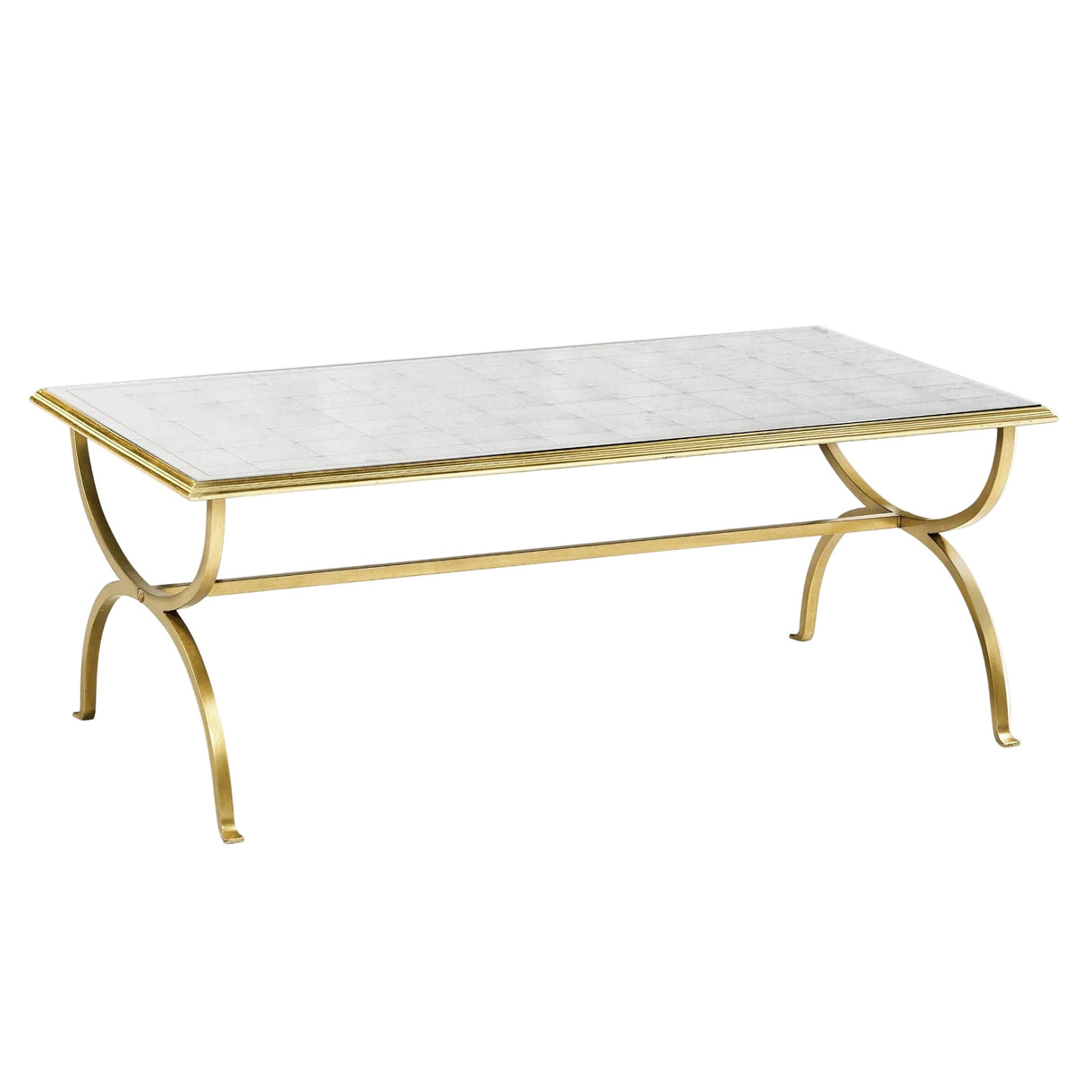 Luxe Hourglass Coffee Table in Gilded Iron and Eglomise