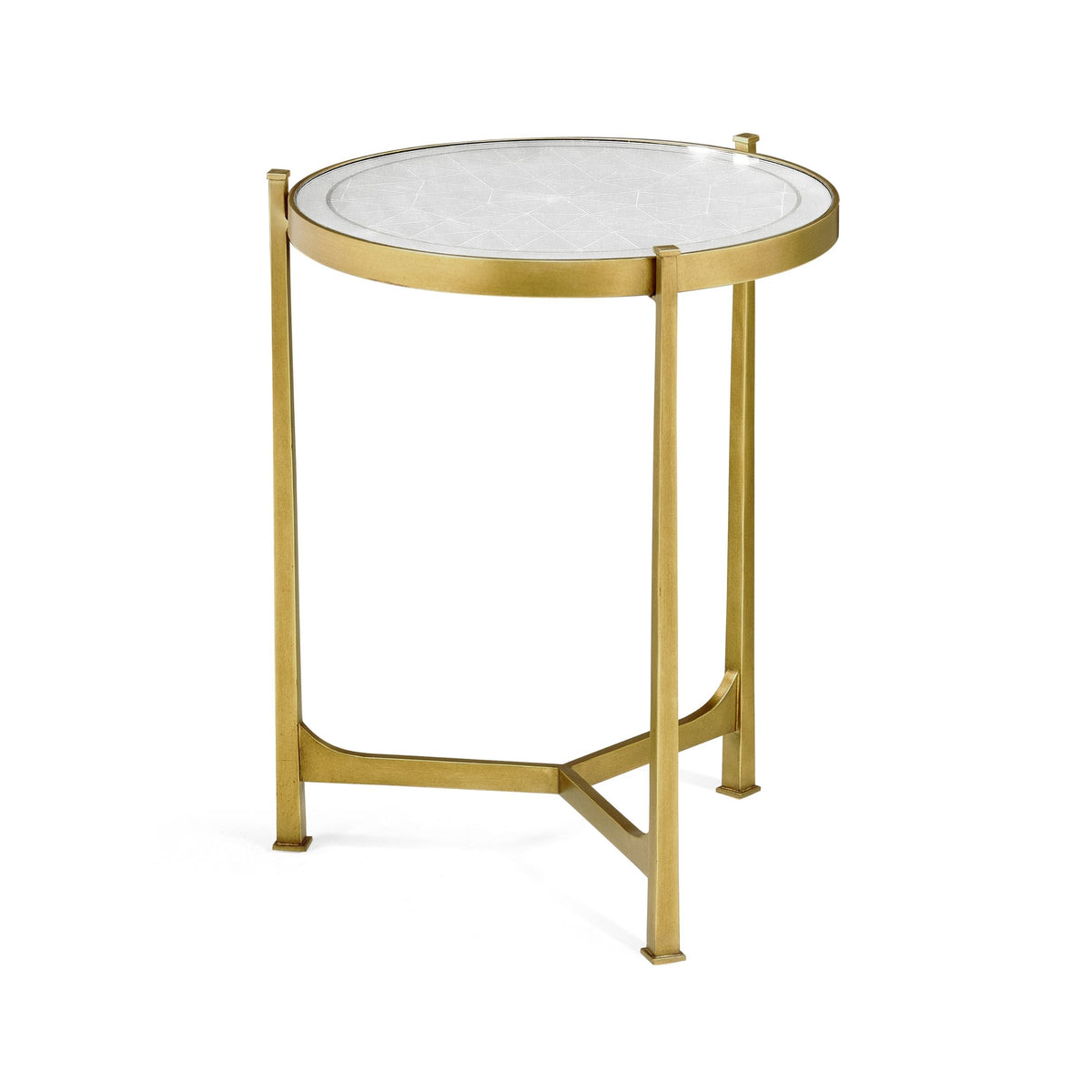 Round End Table Contemporary in Eglomise - Gilded