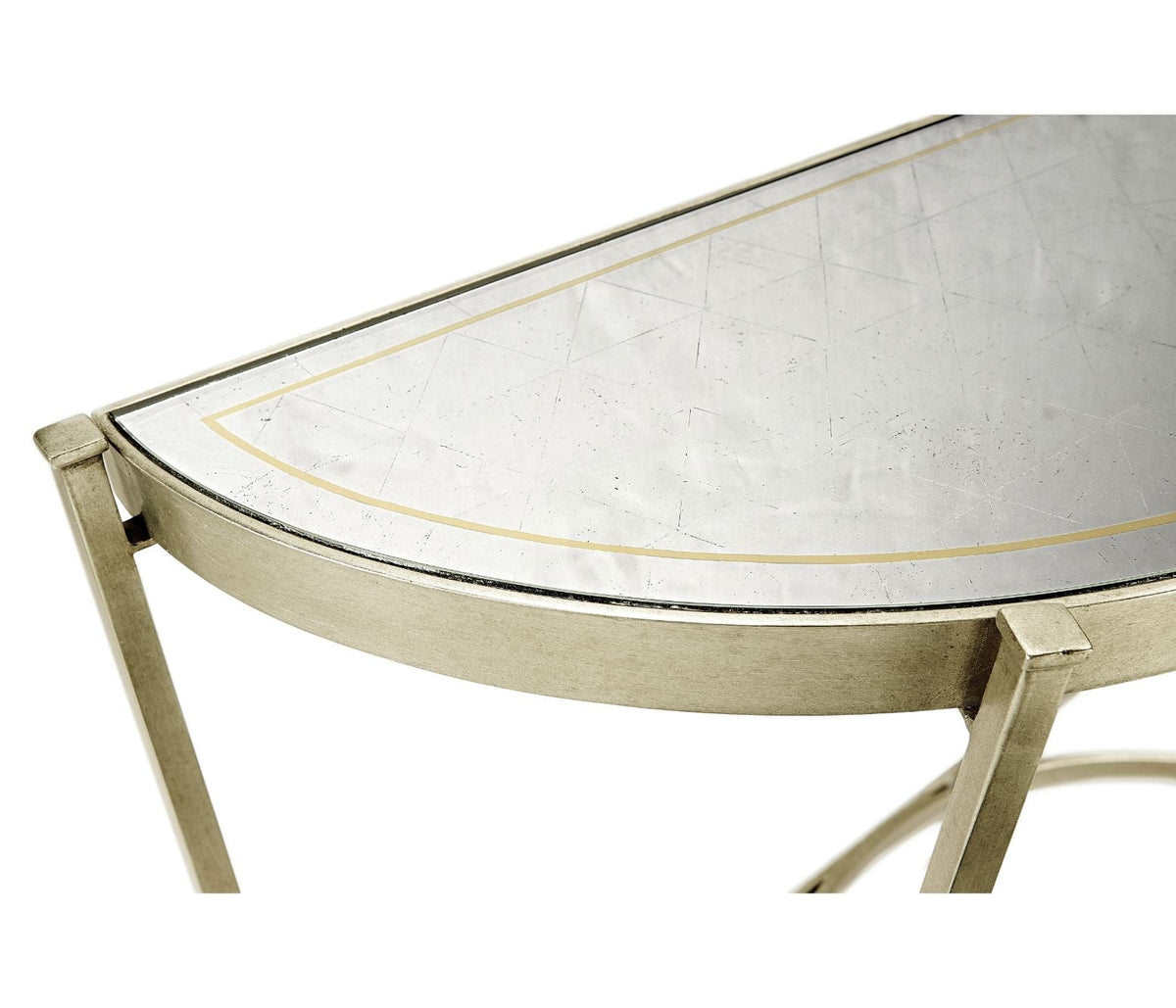 Large Demilune Console Table Contemporary - Silver