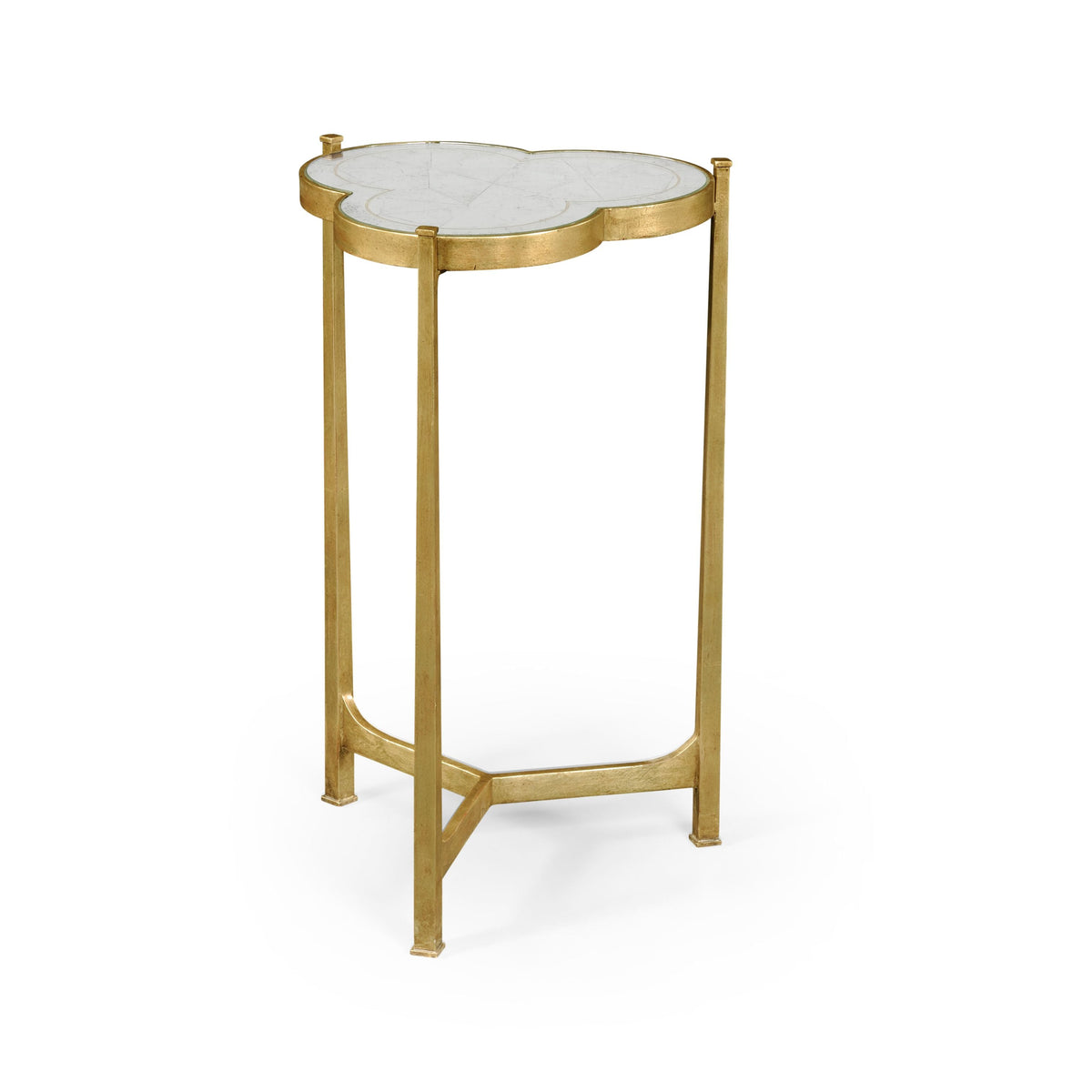 Églomisé & gilded iron trefoil lamp table