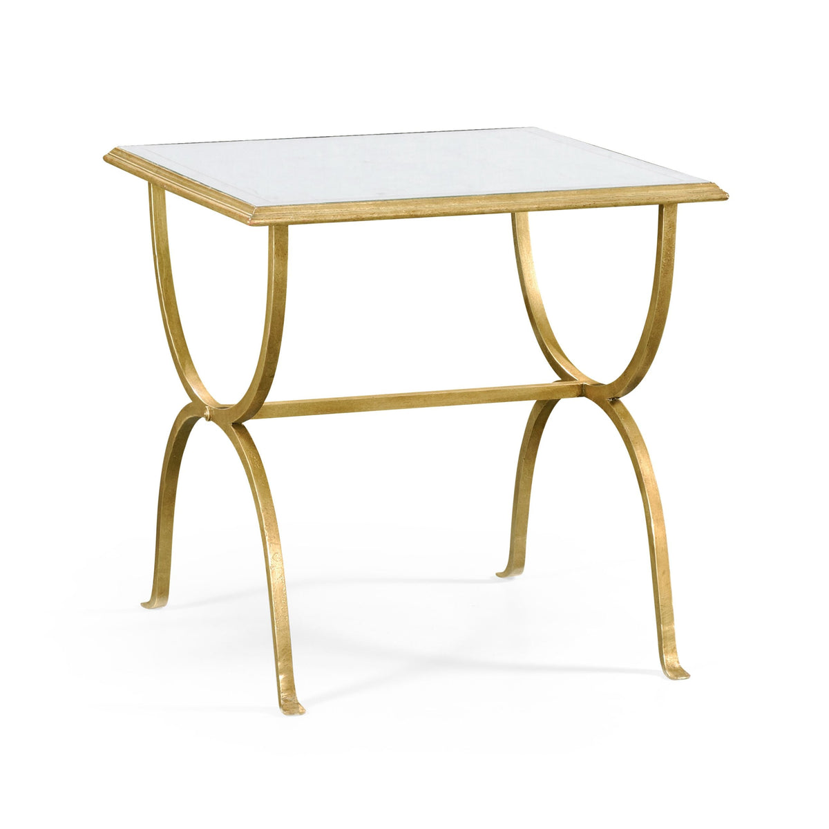 Églomisé & gilded iron square side table