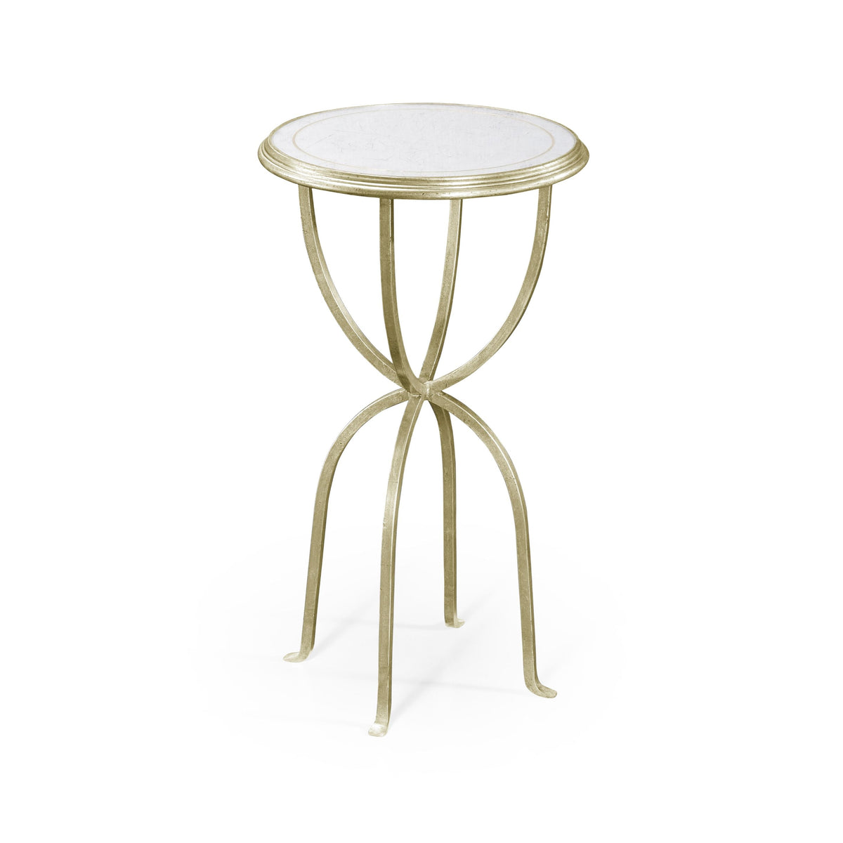 Églomisé & silver iron lamp table with bunched legs