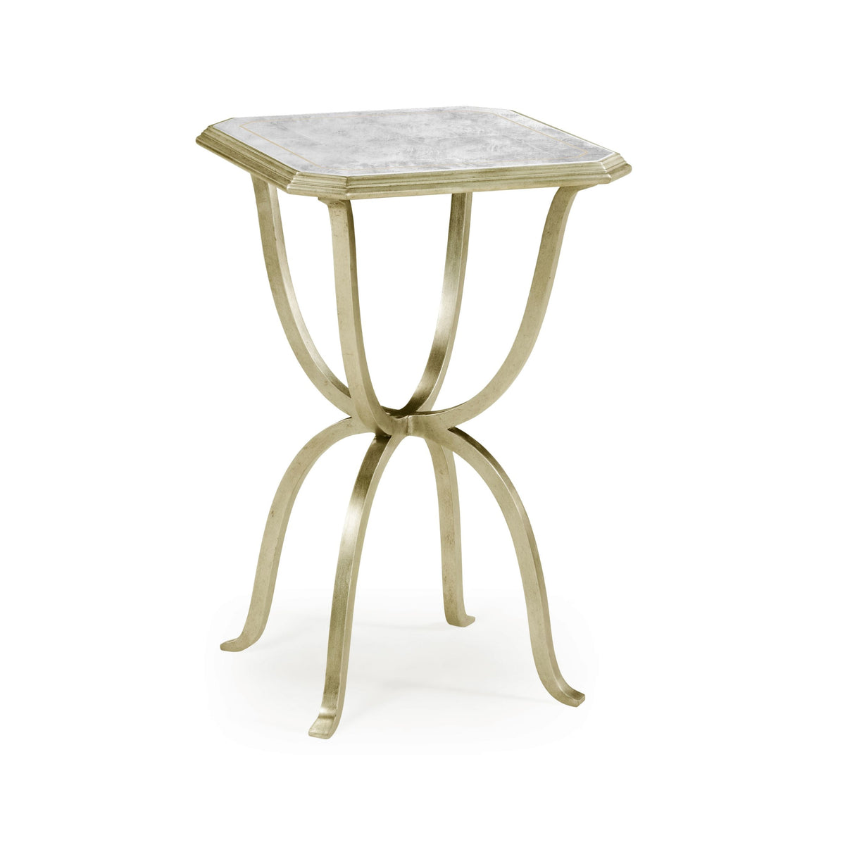 Églomisé & silver iron octagonal side table