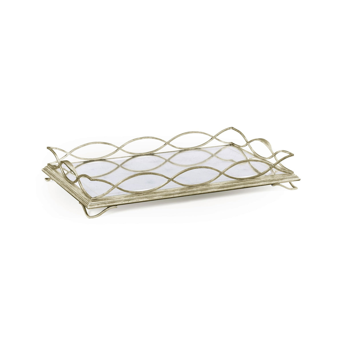 Églomisé & silver iron rectangular tray
