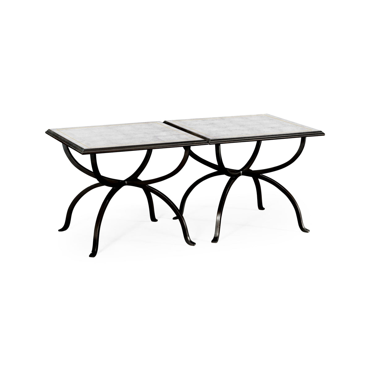 Églomisé & bronze iron set two tables
