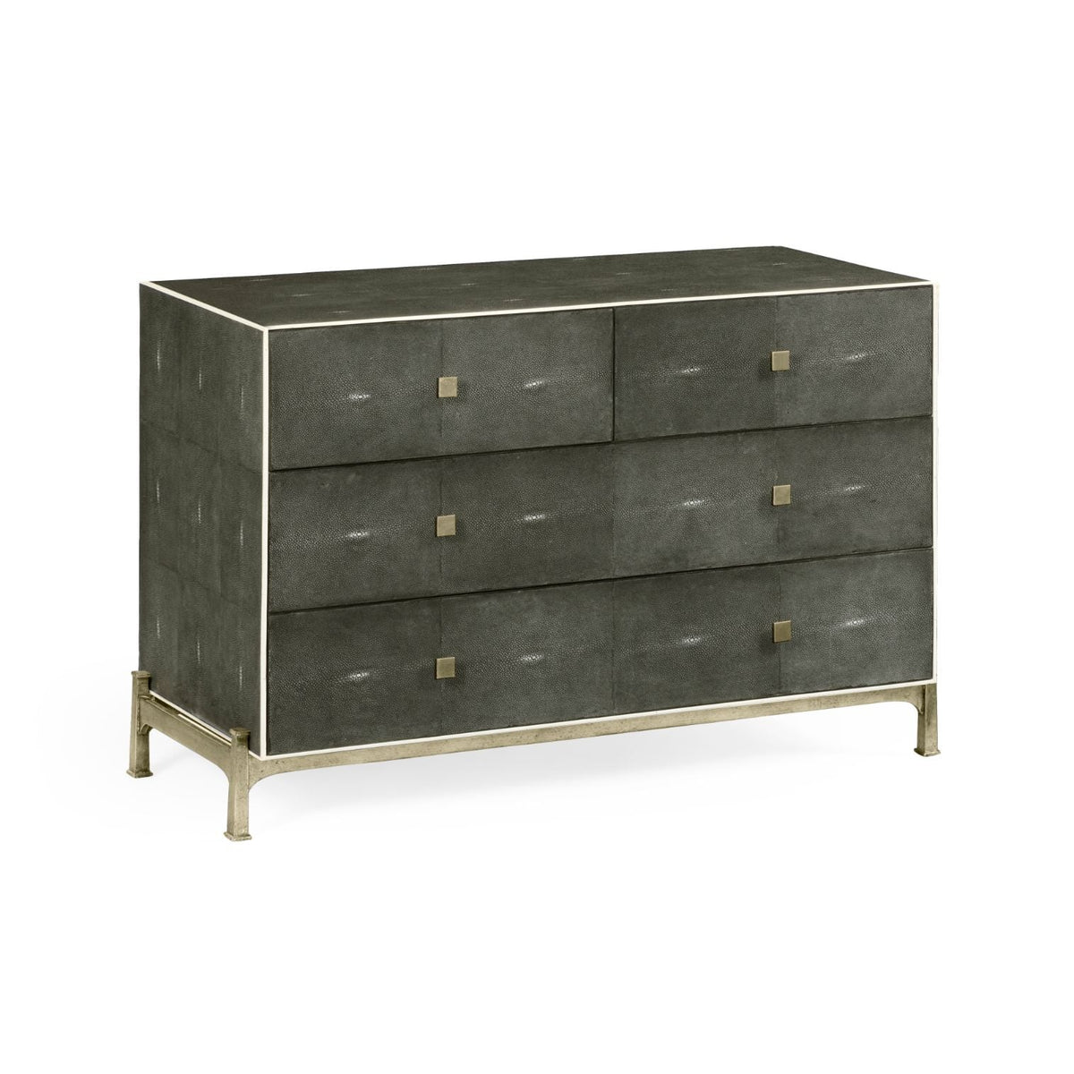 Faux anthracite shagreen low chest with silver base