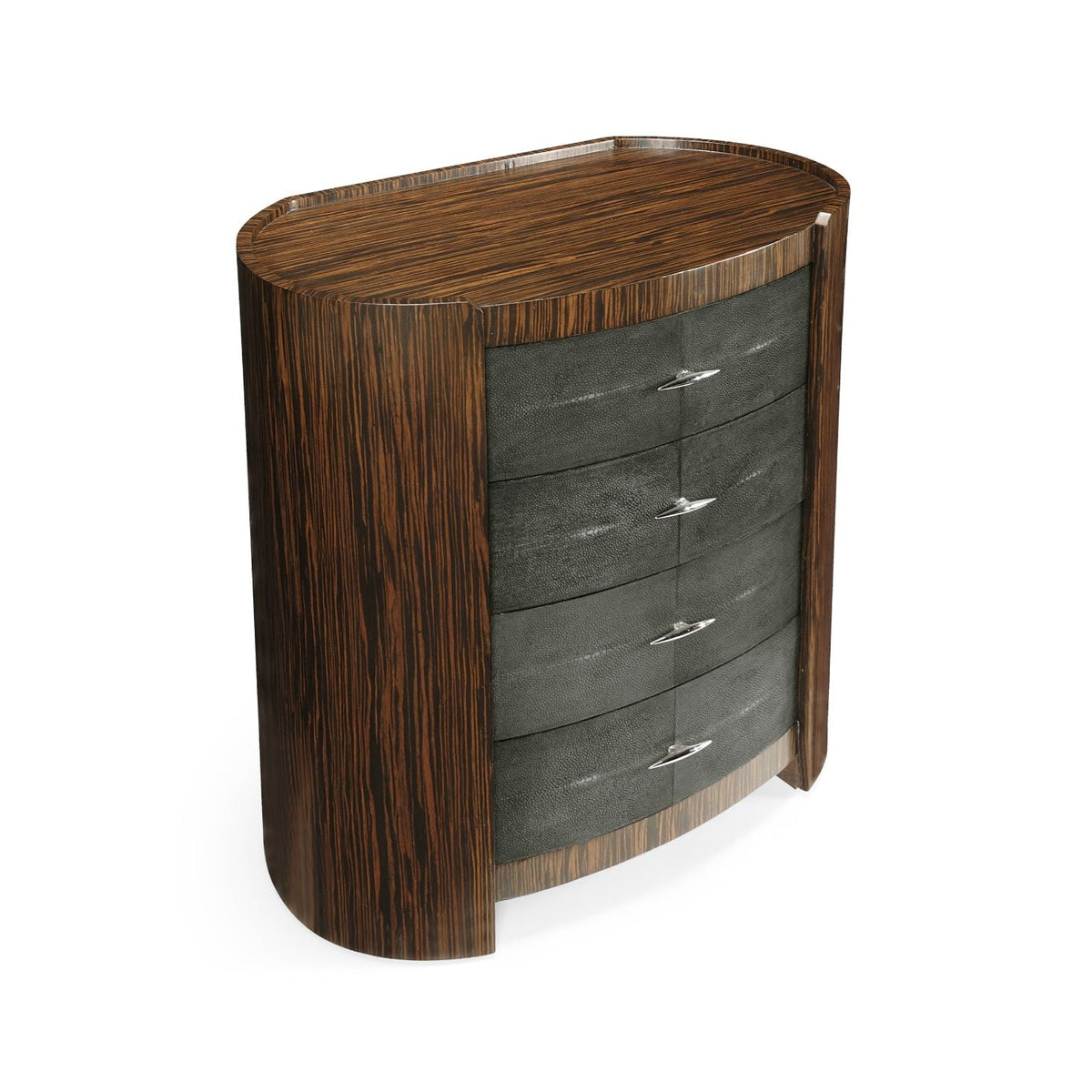 Wide Oval Bedside Chest Shagreen