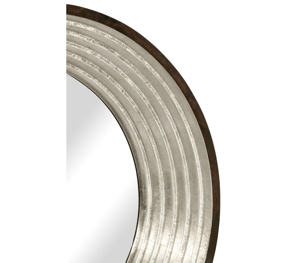 Contemporary Round Mirror in Silver Espresso