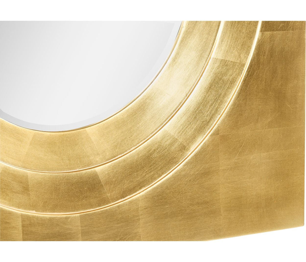 Round Mirror Contemporary with Square Frame - Gilded
