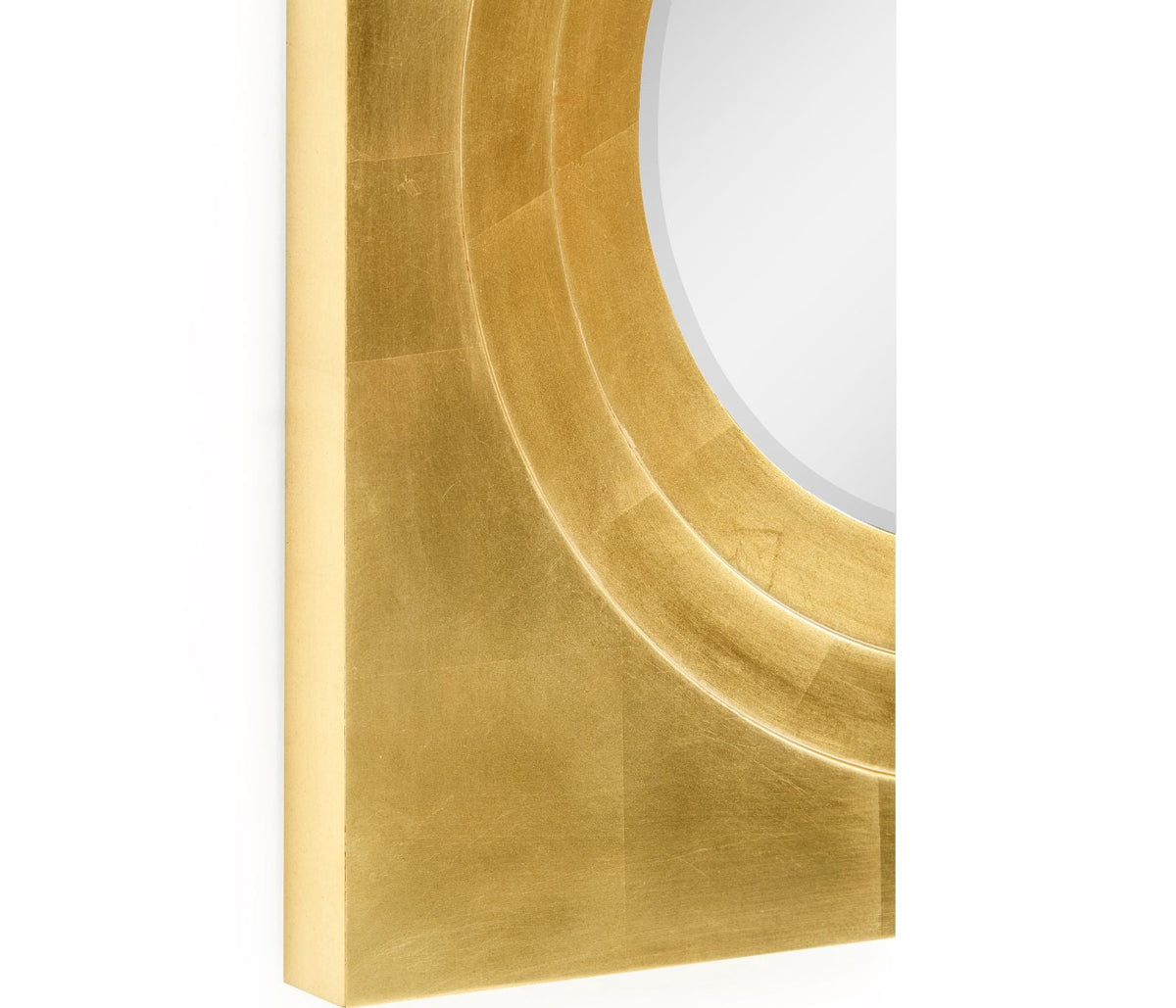Round Mirror Contemporary with Square Frame - Gilded