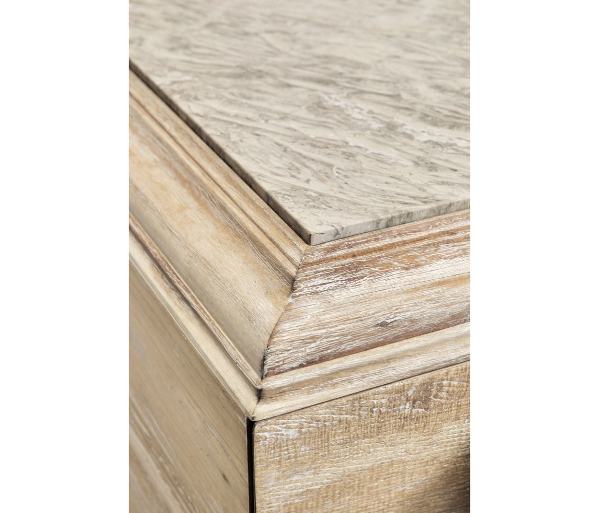 Chest of Drawers Eclectic with Marble Top - Limed Acacia