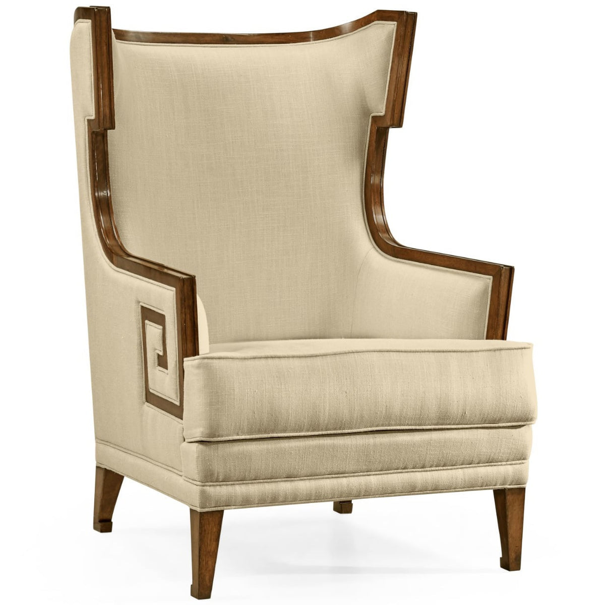 Walnut Greek Revival Armchair in Linen
