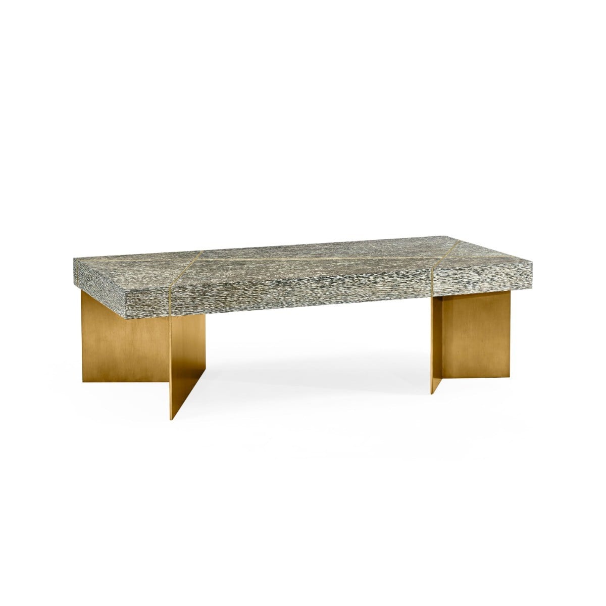 Geometric Rectangular Dark French Oak & Gilded Coffee Table