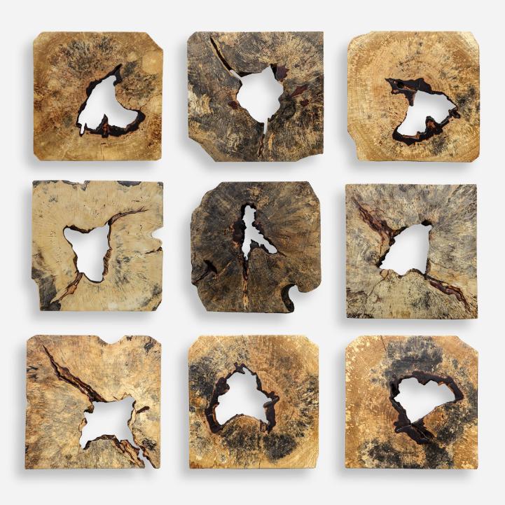 Bahati Wood Wall Décor In Natural, Set of 9