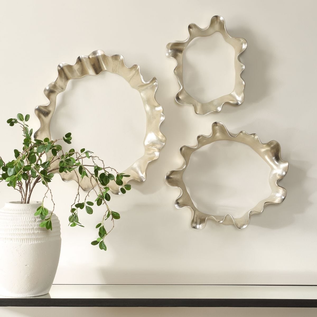 Ripple Effect Silver Wall Art Set of 3