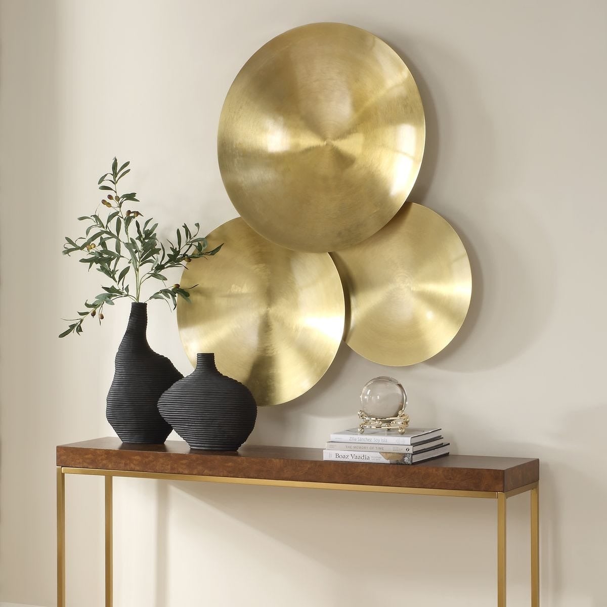 Cymbalic Round Brass Wall Art Set of 3