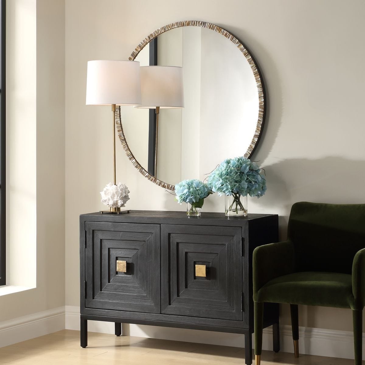 Odeon Shell Inlay Round Mirror