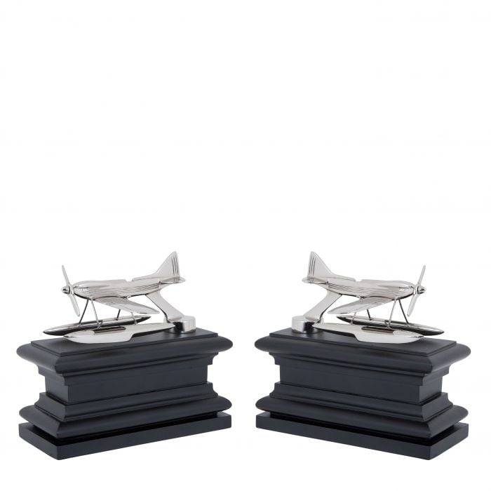Hydroplane Bookend in Nickel - Set of 2