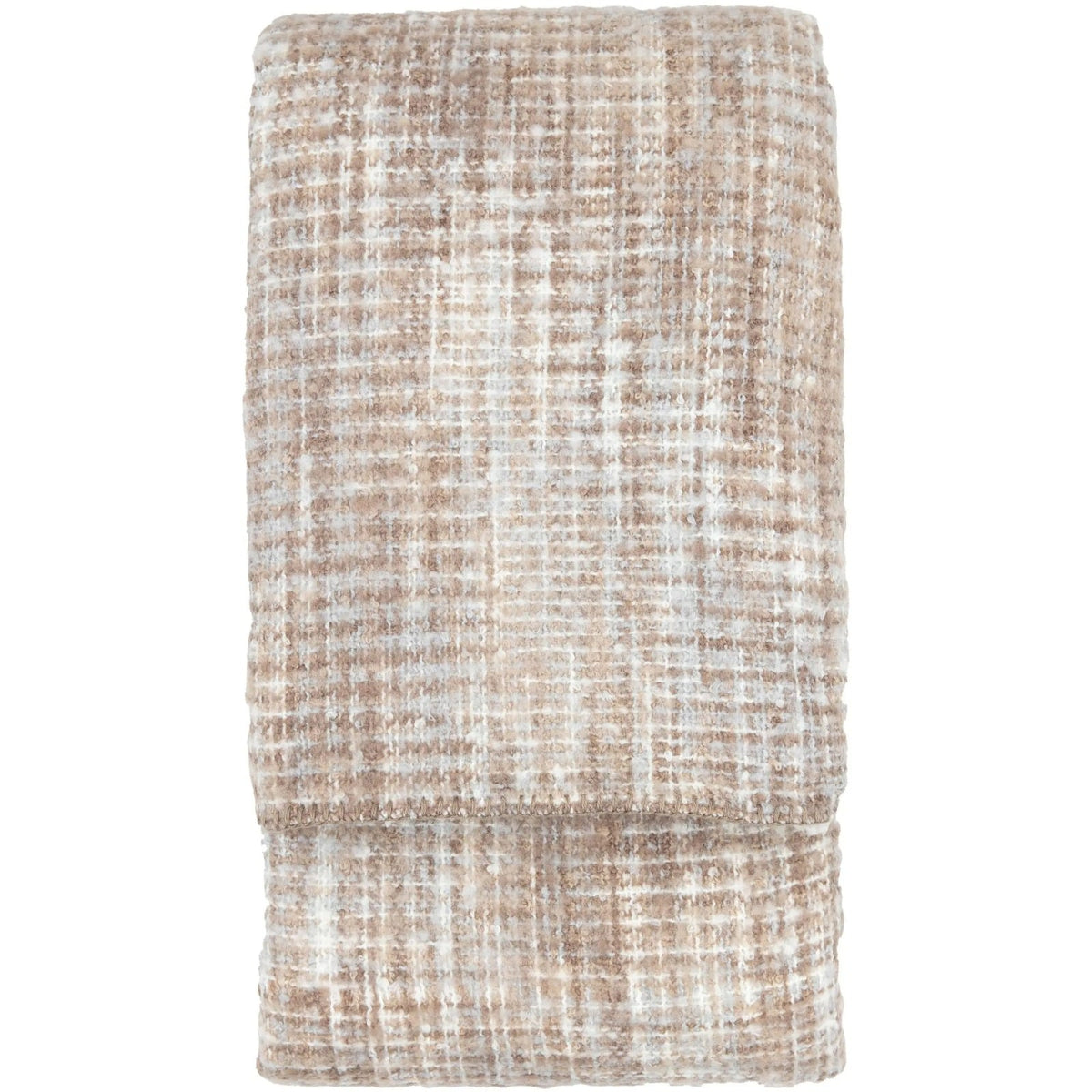 Woven Natural Faux Mohair Sherpa Throw