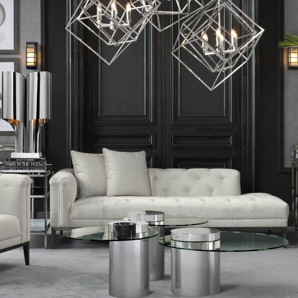 Cesare Lounge Sofa in Pebble Grey - Left