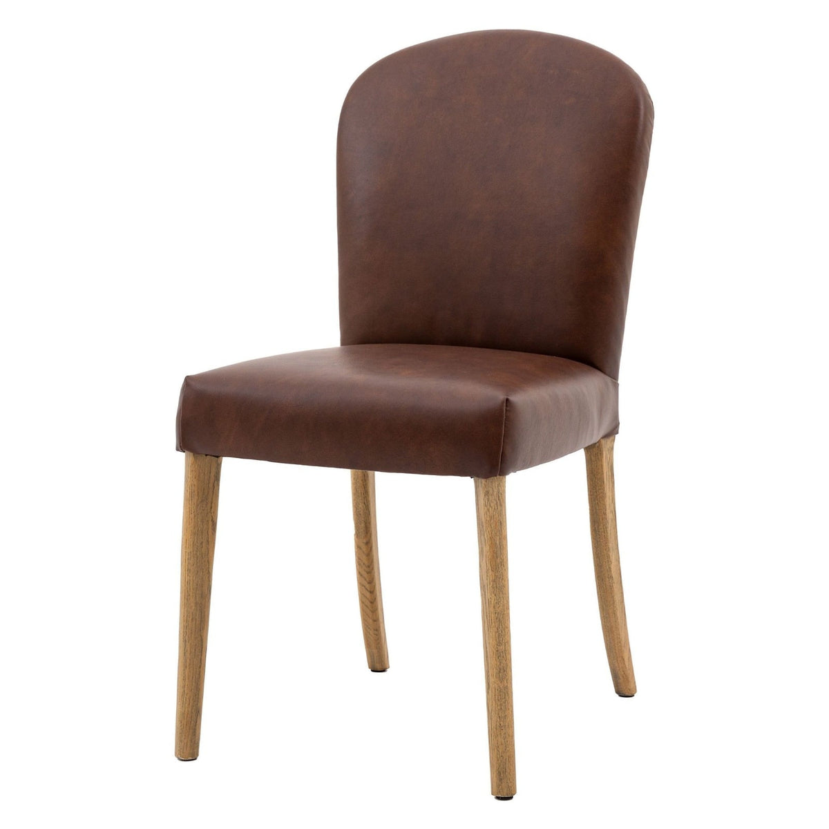 Hinton Dining Chair in Brown Faux Leather - Set of 2
