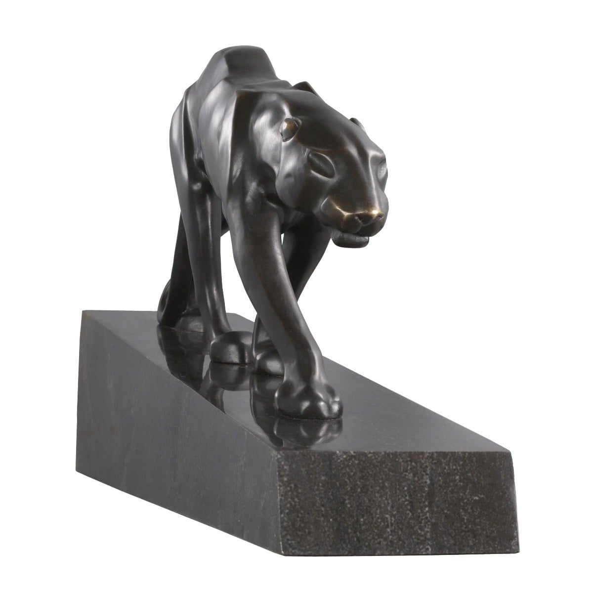 Bronze Pantherae on Marble Base