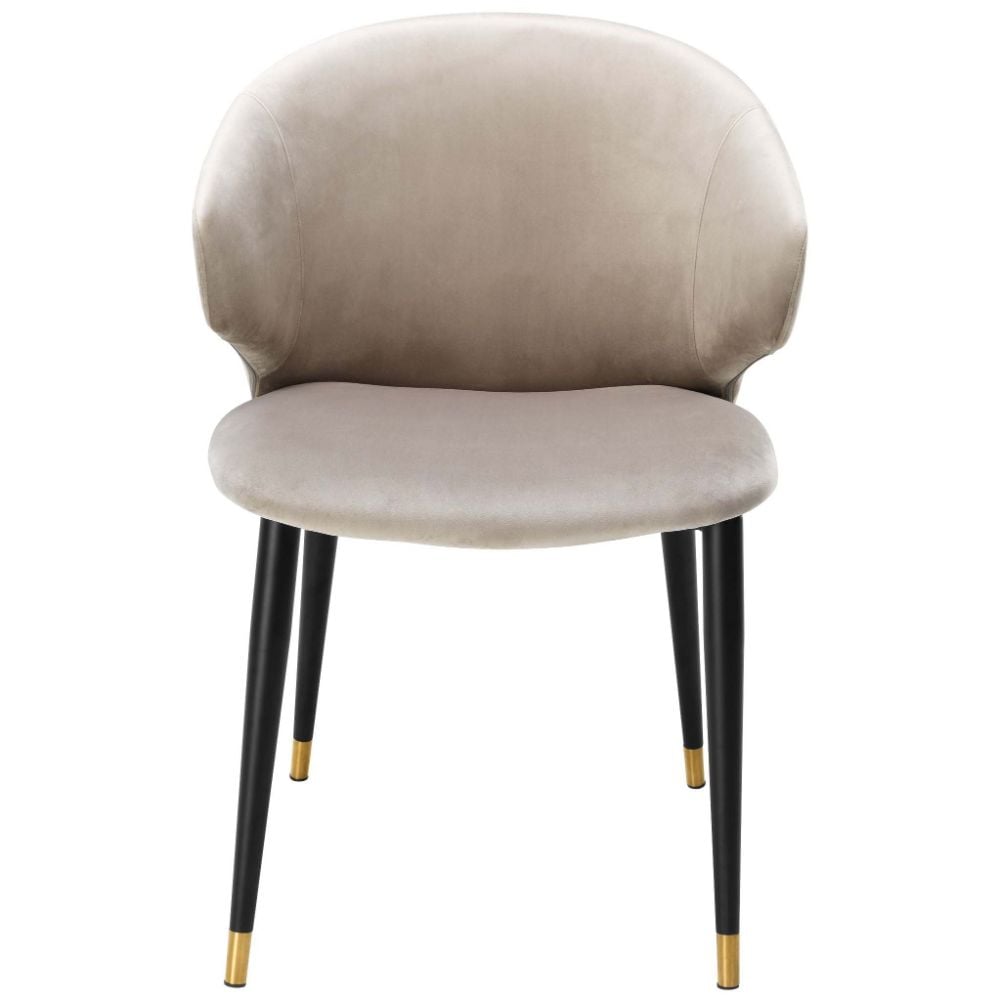 Volante Dining Armchair in Beige Velvet