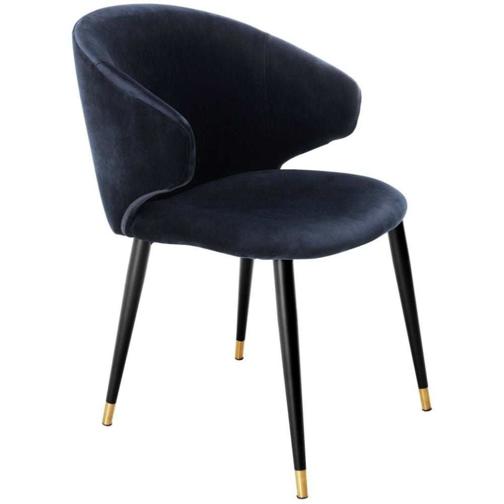 Volante Dining Armchair in Blue Velvet