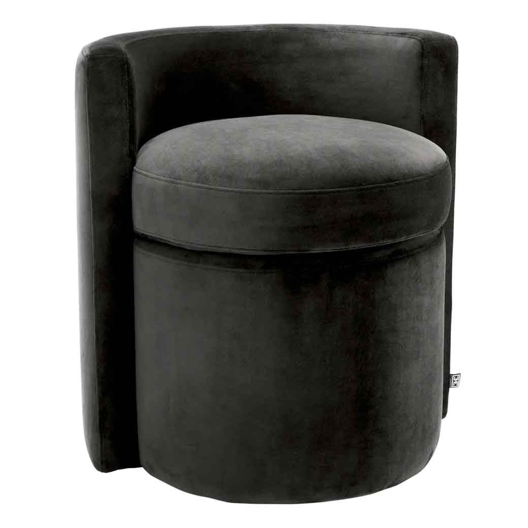 Arcadia Stool in Grey Velvet