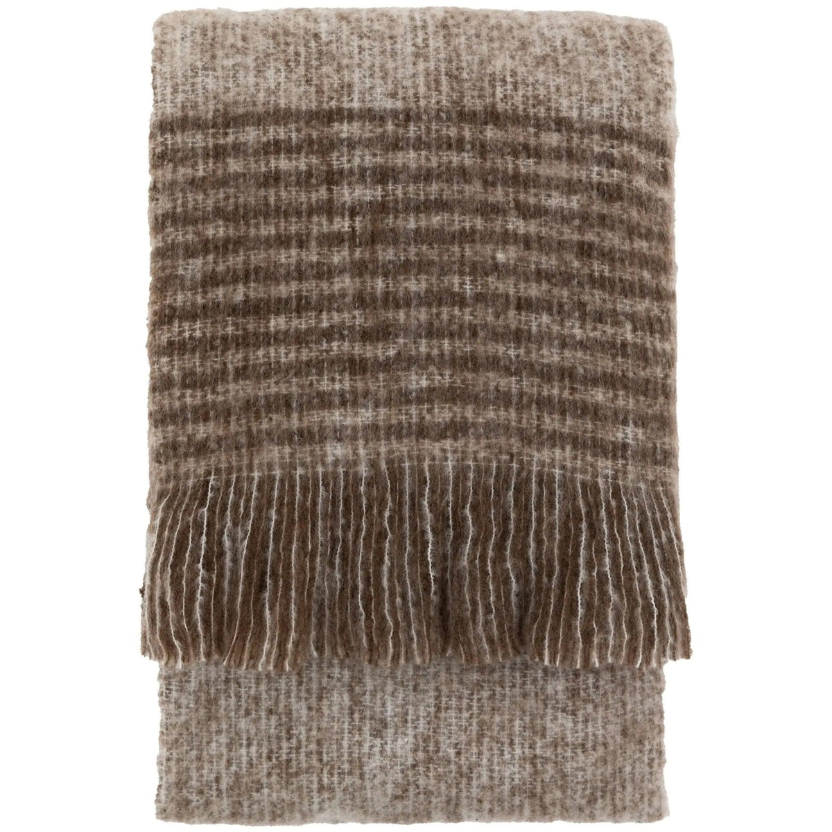 Nora Mohair Fringe Throw in Brown
