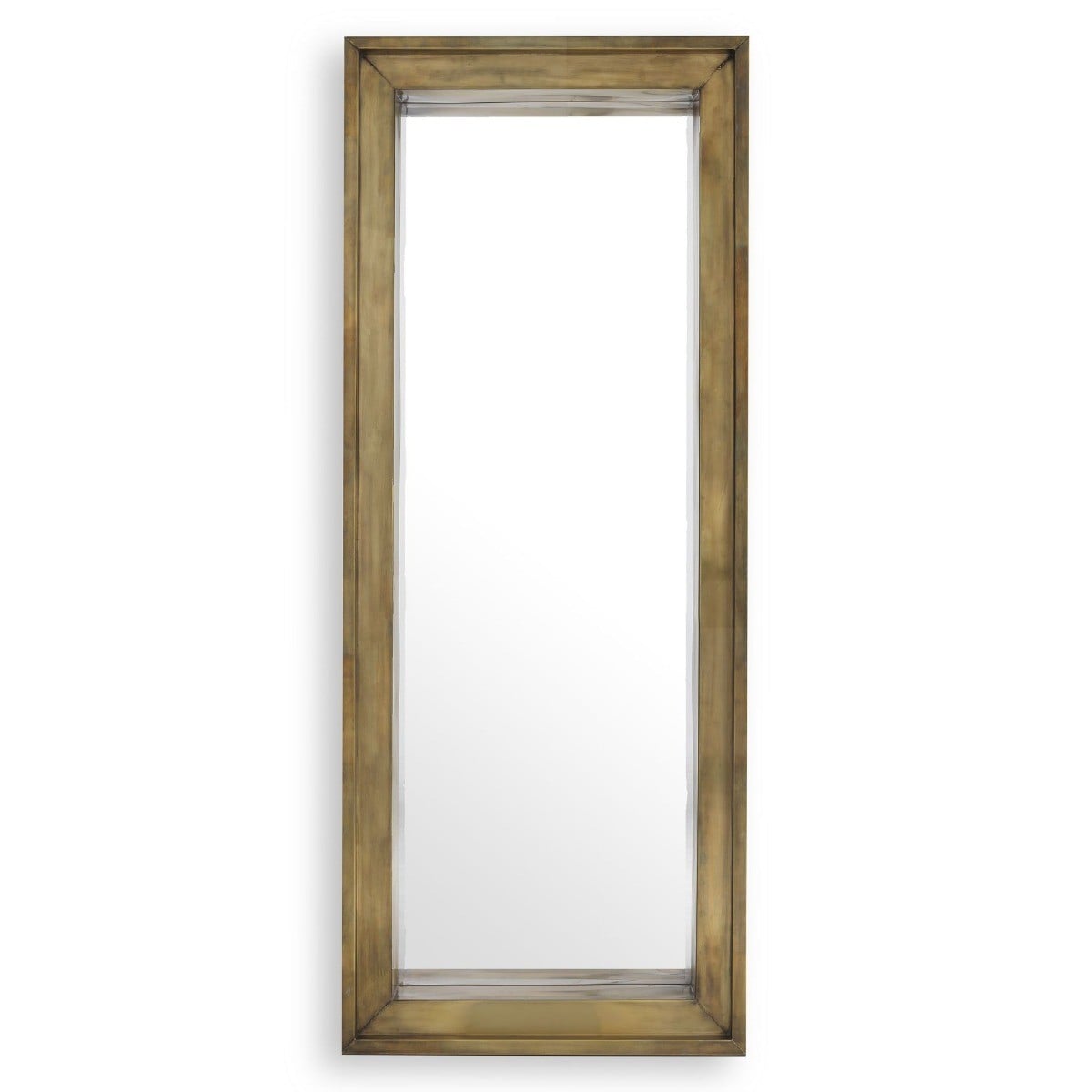 Magenta Rectangular Mirror in Vintage Brass