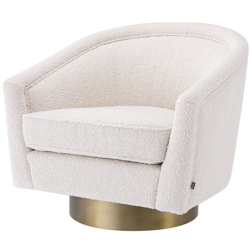 Swivel Chair Catene in Bouclé Cream