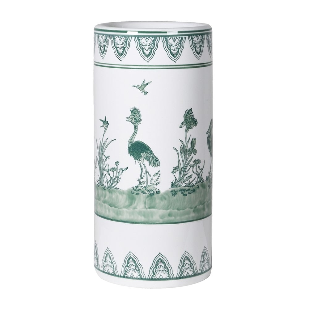 White and Sage Peacock Umbrella Stand