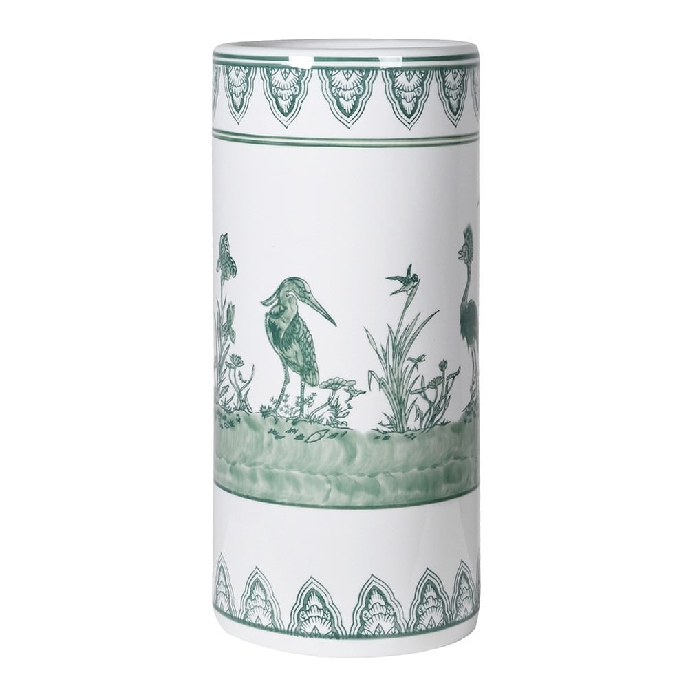 White and Sage Peacock Umbrella Stand