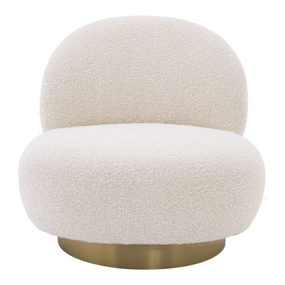 Swivel Chair Clément in Bouclé Cream