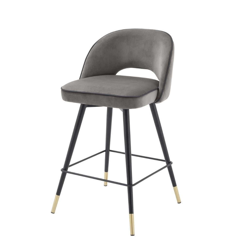 Cliff Counter Stool in Grey Velvet - Set of 2