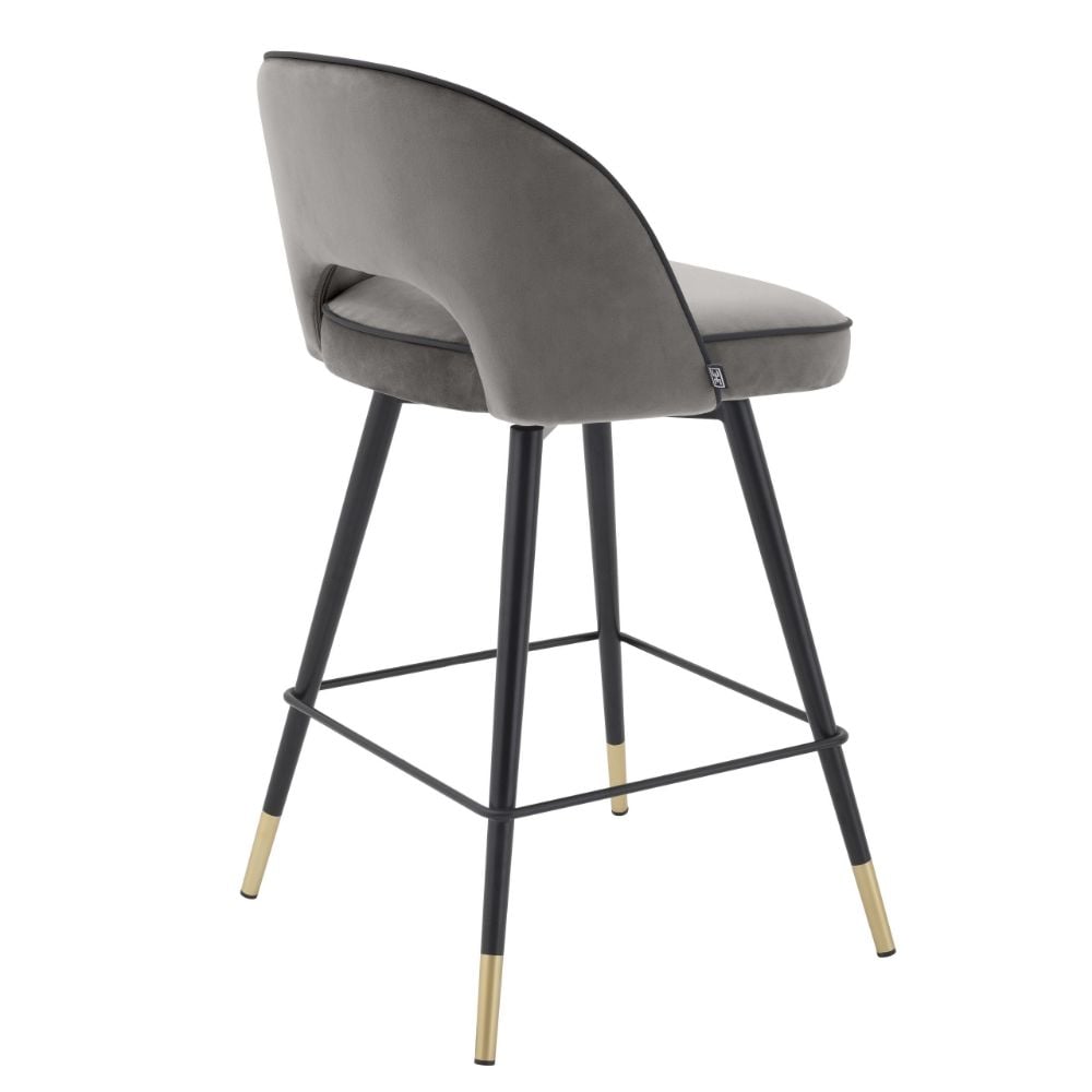 Cliff Counter Stool in Grey Velvet - Set of 2
