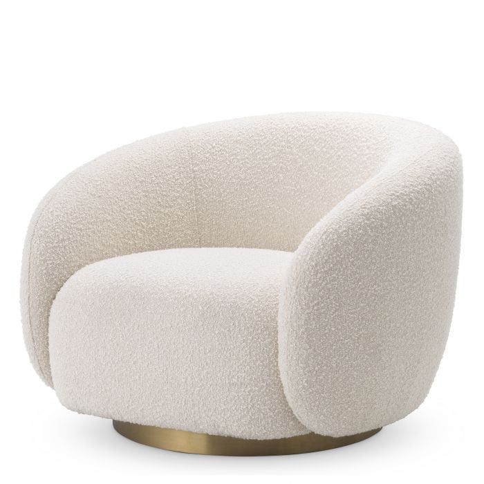Brice Swivel Chair in Boucle Cream