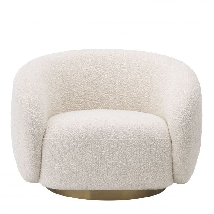 Brice Swivel Chair in Boucle Cream
