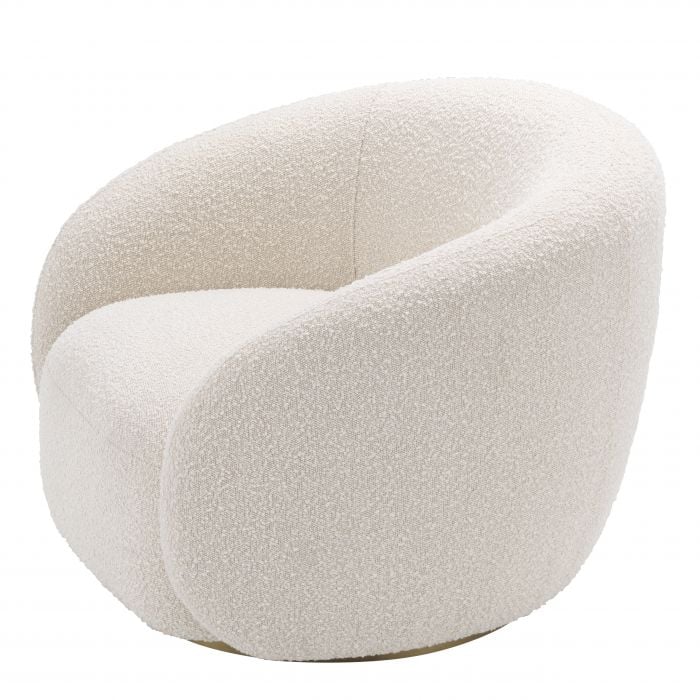 Brice Swivel Chair in Boucle Cream