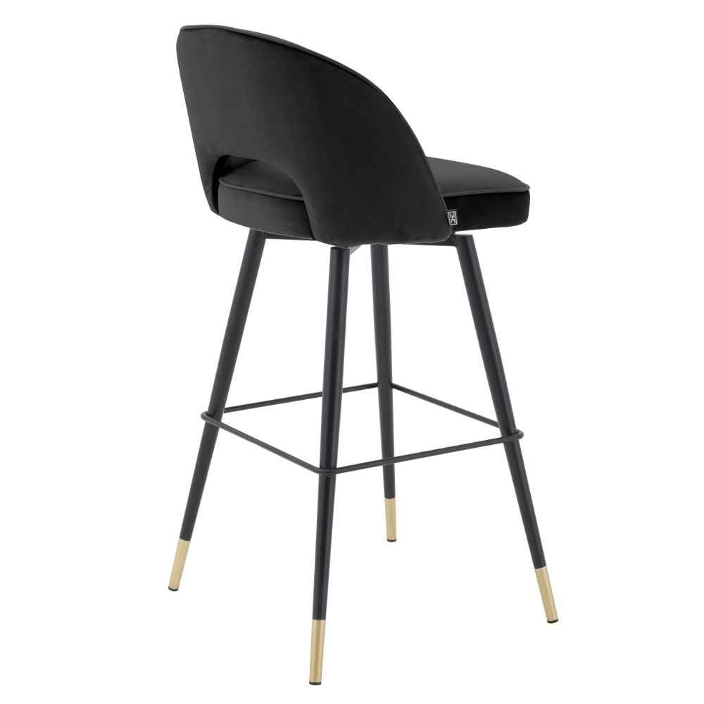 Cliff Bar Stool Swivel in Black Velvet Set of 2