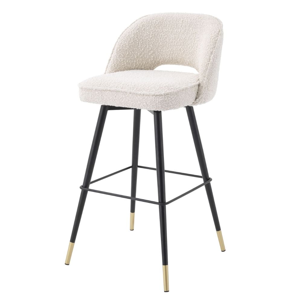 Cliff Bar Stool Swivel in Boucle Cream Set of 2
