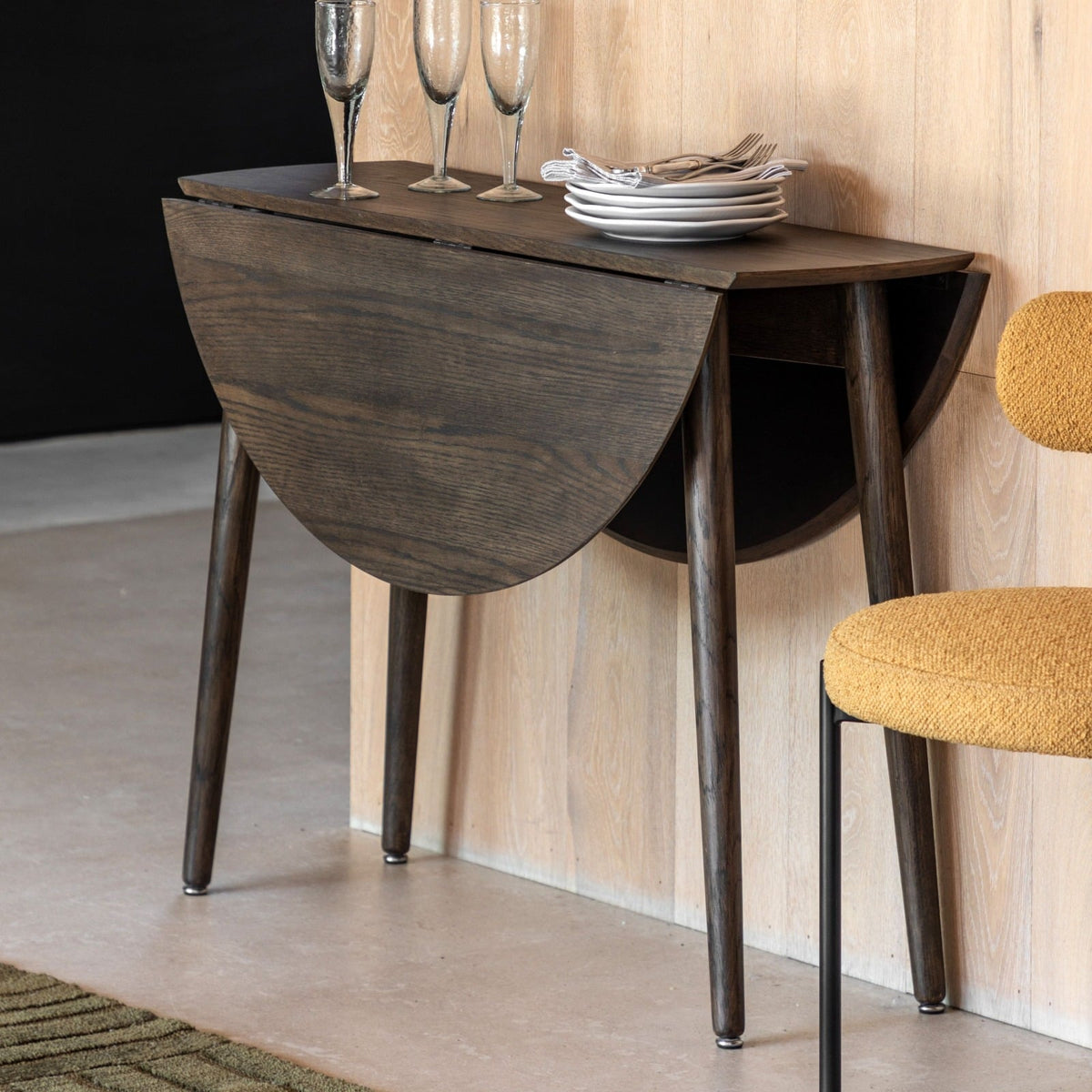 Heath Folding Dining Table in Smoked - 100cm