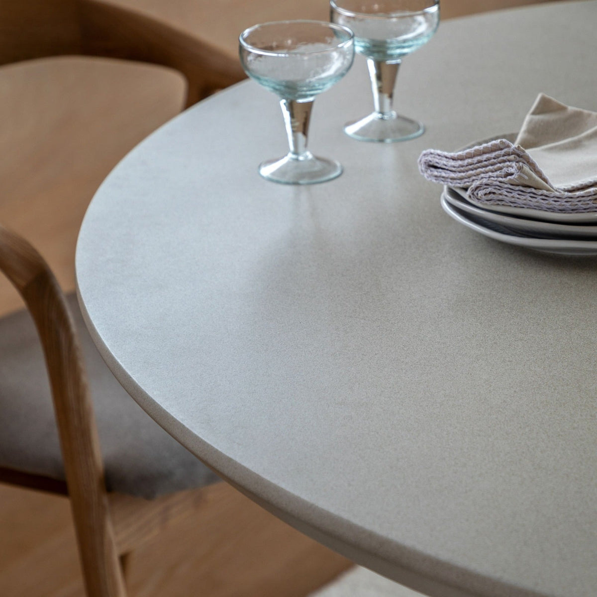 Pietra Round Dining Table in Linen - 152cm